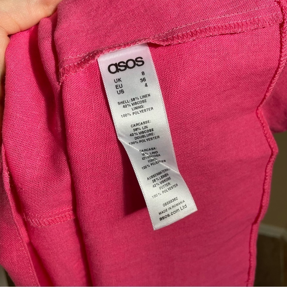 ASOS Pink Ruffle Linen A- Line Dress - Picture 4 of 10
